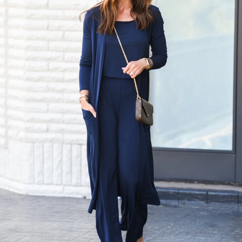 Brigitte Brianna Sexy Modest 3 Piece Essentials Comfy Travel Set, Navy, small